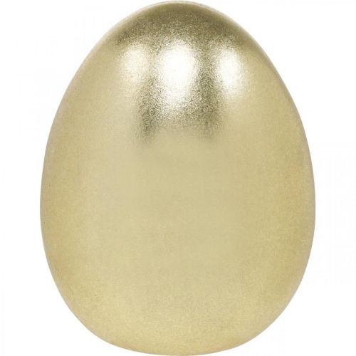 Oeuf en céramique doré, noble décoration de Pâques, objet déco oeuf métallique H16,5cm Ø13,5cm