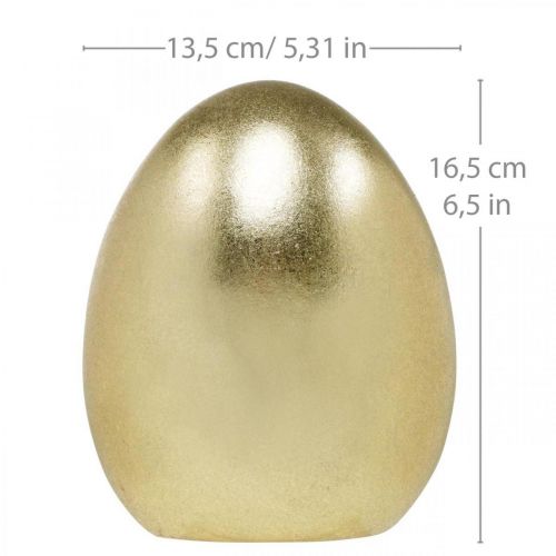 Oeuf en céramique doré, noble décoration de Pâques, objet déco oeuf métallique H16,5cm Ø13,5cm