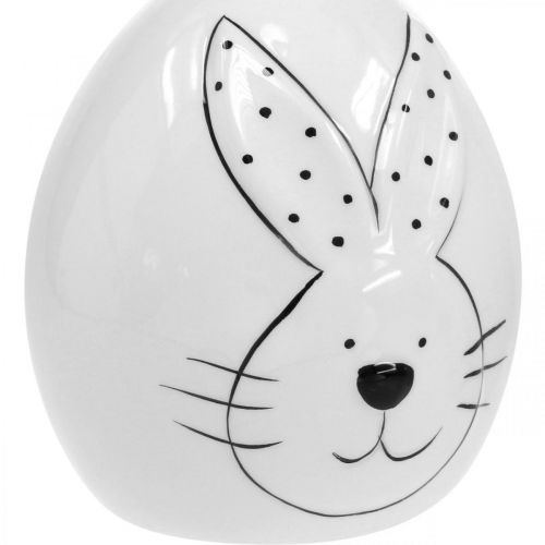 Floristik24 Oeuf décoratif en céramique avec lapin, décoration de Pâques moderne, Oeuf de Pâques avec motif lapin Ø11cm H12.5cm lot de 4