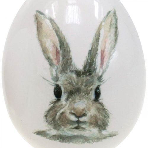 Floristik24 Oeuf décoratif motif lapin debout, décoration de Pâques, lapin sur oeuf Ø8cm H10cm lot de 4