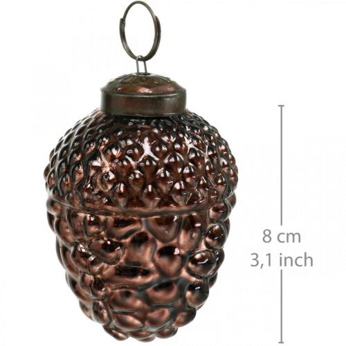 Floristik24 Cônes décoratifs marron en verre de gland pour décoration de l'Avent 5,5 × 8 cm 12 pcs