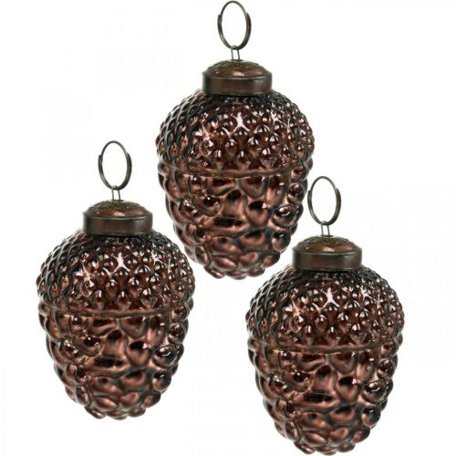 Floristik24 Cônes décoratifs marron en verre de gland pour décoration de l'Avent 5,5 × 8 cm 12 pcs