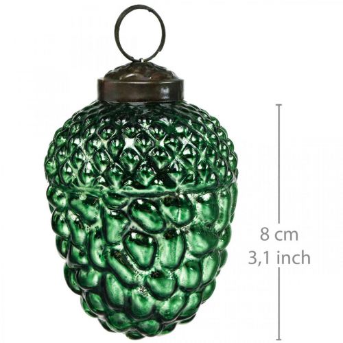 Article Verre de gland vert cônes de décoration d&#39;automne décorations d&#39;arbre de Noël 5.5 × 8cm 12pcs