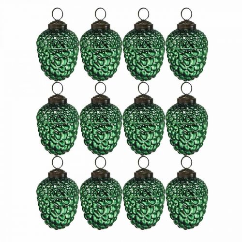 Floristik24 Verre de gland vert cônes de décoration d'automne décorations d'arbre de Noël 5.5 × 8cm 12pcs