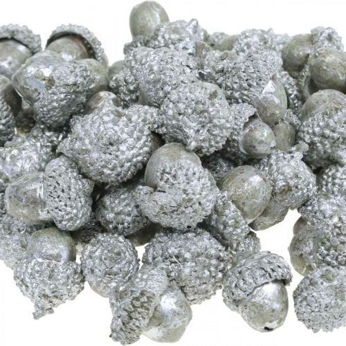 Article Glands décoratifs argent, décoration Avent, fruits d'automne naturels, maison de campagne Ø1.5 - 2.5cm L1.5 - 3cm 300g