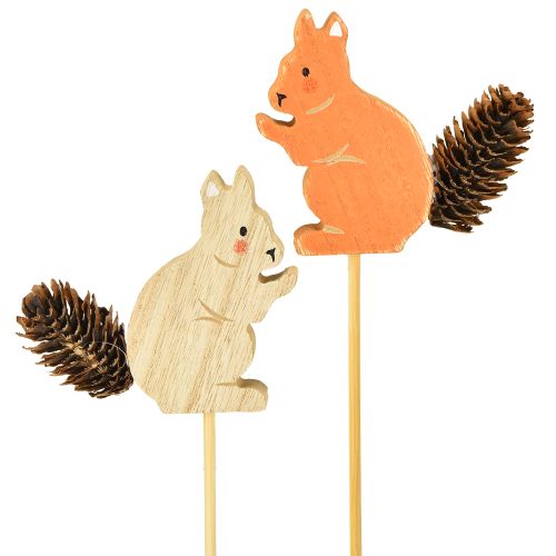 Floristik24 Bouchons de fleurs décoratifs en bois motif écureuil 9 × 8 × 1,5 cm, 12 pièces