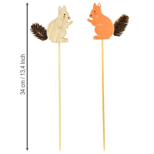Article Bouchons de fleurs décoratifs en bois motif écureuil 9 × 8 × 1,5 cm, 12 pièces