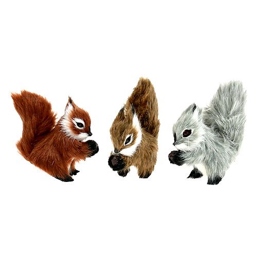 Écureuil sur pince 8cm couleurs assorties 3pcs