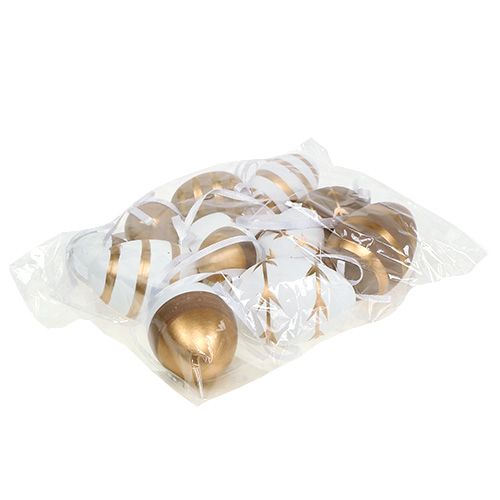 Floristik24 Œufs à suspendre, blanc, brun  4 – 6 cm 12 p.