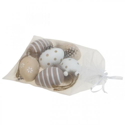 Floristik24 Oeufs de Pâques à suspendre oeufs déco avec plume H6cm 6pcs