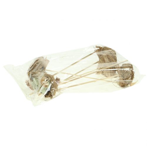 Floristik24 Plug déco nid d'oiseau, décoration de Pâques, nid avec oeufs 23cm 6pcs