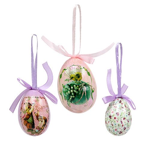 Floristik24 Oeufs avec motif violet-rose 5-8cm 8pcs