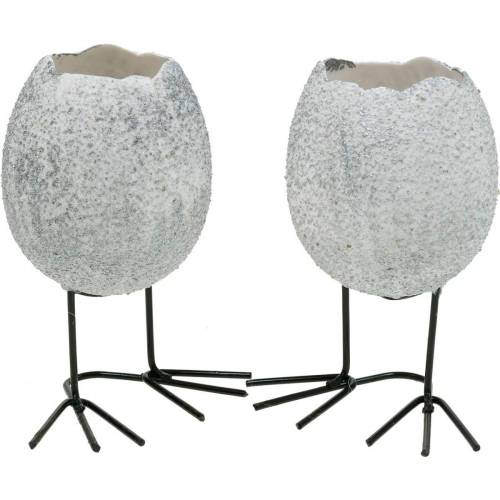 Floristik24 Coquille d&#39;oeuf à planter, décoration de Pâques, jardinière, blanc d&#39;oeuf décoratif argenté 4pcs