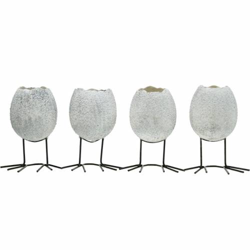 Floristik24 Coquille d&#39;oeuf à planter, décoration de Pâques, jardinière, blanc d&#39;oeuf décoratif argenté 4pcs