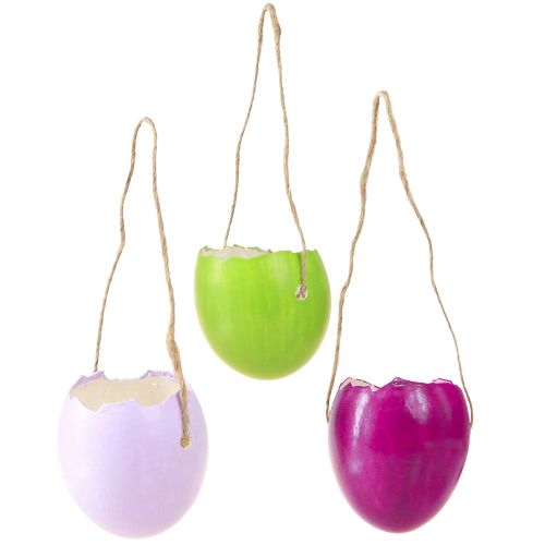Article Oeufs de Pâques décoratifs en coquille d'œuf à suspendre colorés Ø3,5cm 12 pcs