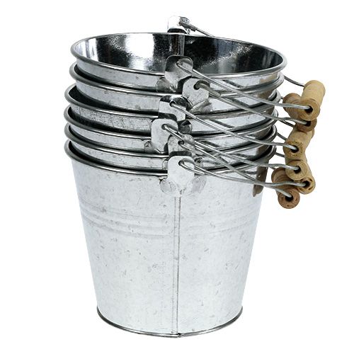 Article Seaux Ø14cm H12cm 6 pièces Zinc brillant.