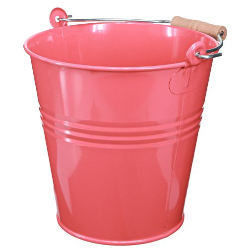 Article Seau décoratif pot de fleur rose métal 26x22,5x23cm 6l
