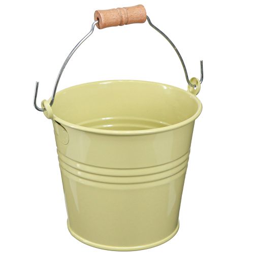 Floristik24 Seau en métal avec anse pour pot de fleurs Vert-Jaune 20x17,5x16cm 2pcs