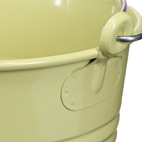 Article Seau en métal avec anse pour pot de fleurs Vert-Jaune 20x17,5x16cm 2pcs