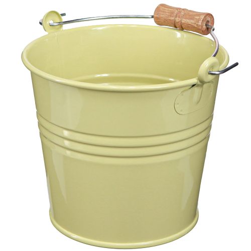 Article Seau en métal avec anse pour pot de fleurs Vert-Jaune 20x17,5x16cm 2pcs