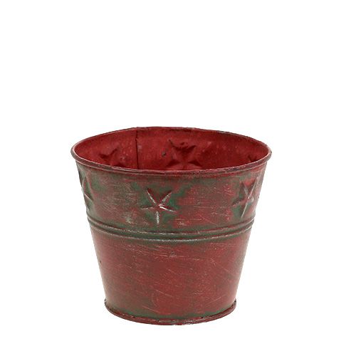 Floristik24 Seau rouge avec étoiles Ø12cm H10cm 1p