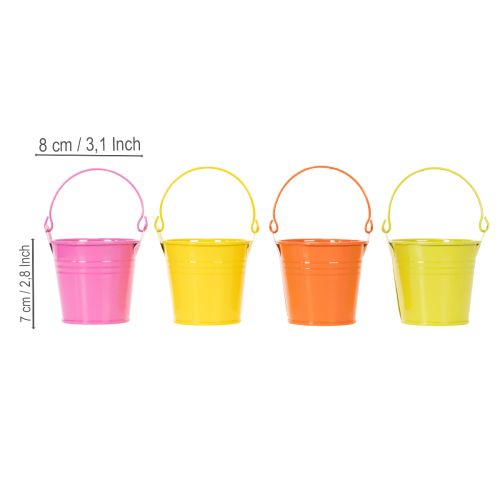 Seaux colorés, Ø8 cm H7,5 cm, lot de 12 | Floristik24.be