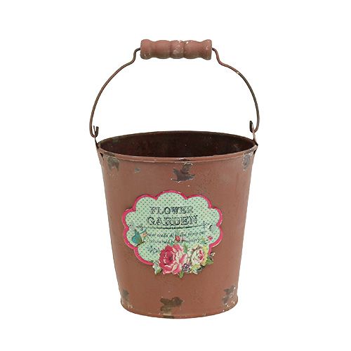 Floristik24 Seau à motif Marron finition vieillie Ø11cm H12cm