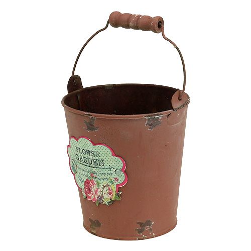 Floristik24 Seau à motif Marron finition vieillie Ø11cm H12cm