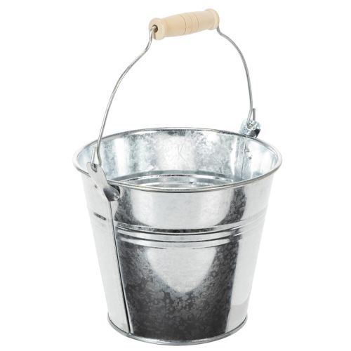 Seau Ø14 cm H12 cm, lot de 6. Zinc brillant. | Floristik24.be