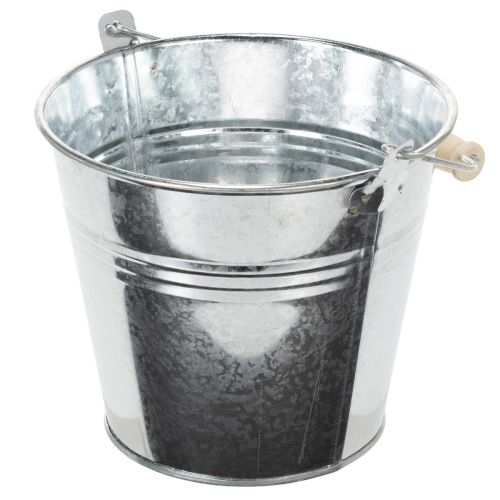 Seau Ø14 cm H12 cm, lot de 6. Zinc brillant. | Floristik24.be