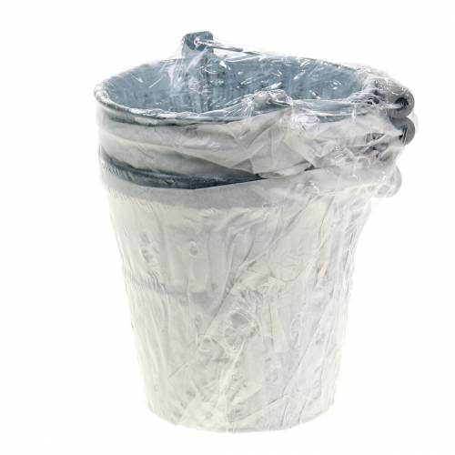 Floristik24 Seau en zinc avec motif tressé gris Ø13cm H11,5cm 4pcs