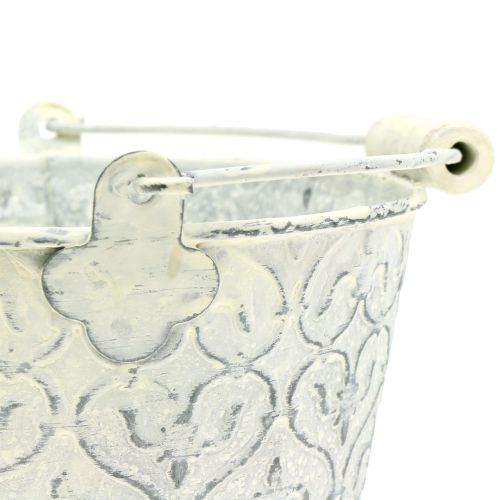 Floristik24 Seau en zinc décor crème lavé Ø13,5cm H12cm