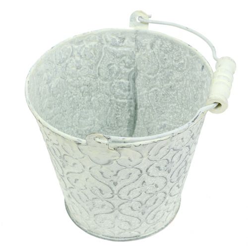 Floristik24 Seau en zinc décor crème lavé Ø13,5cm H12cm