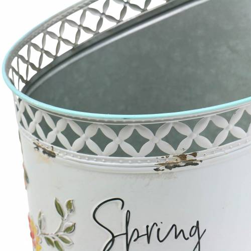 Floristik24 Seau décoratif à décor floral et dicton métal Ø27cm H50.5cm