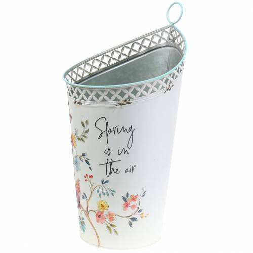 Floristik24 Seau décoratif à décor floral et dicton métal Ø27cm H50.5cm