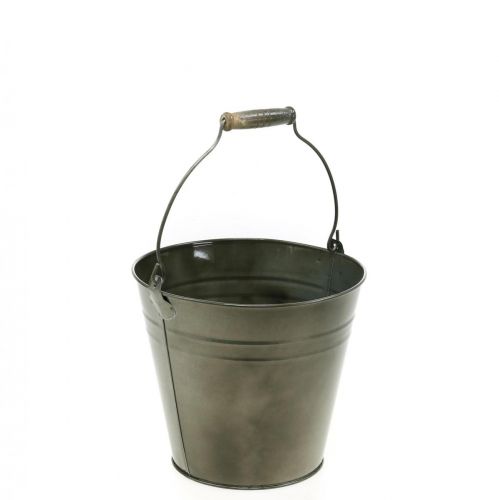 Seau décoratif avec anse, décoration de jardin, cache-pot, récipient en métal Ø16,5 cm H15 cm