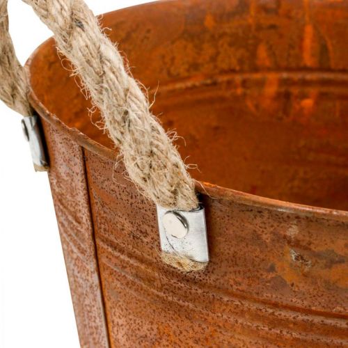 Floristik24 Cache-pot, décoration automne, récipient en métal patiné Ø14cm H12cm