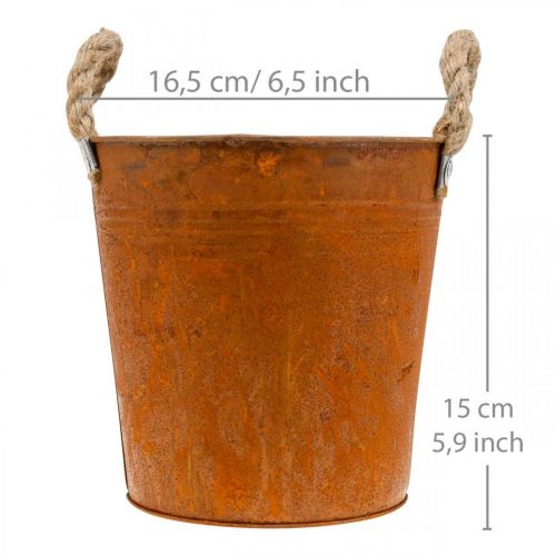 Article Pot métal avec anses, cache-herbes, décor rouille Ø16,5cm H15cm
