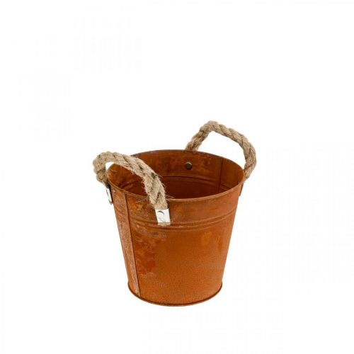 Article Pot métal avec anses, cache-herbes, décor rouille Ø16,5cm H15cm