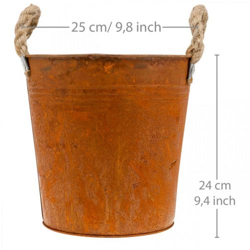 Floristik24 Jardinière avec poignées, bol à plantes, récipient en métal avec décoration rouille Ø25cm H24cm
