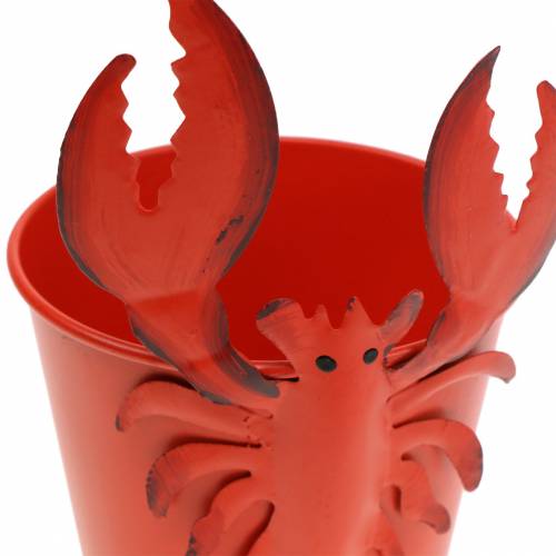 Article Seau décoratif homard métal rouge Ø8cm H13cm 3 pcs