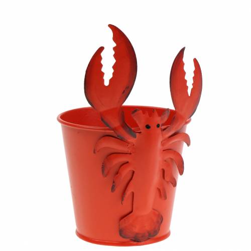 Seau décoratif homard métal rouge Ø8cm H13cm 3 pcs