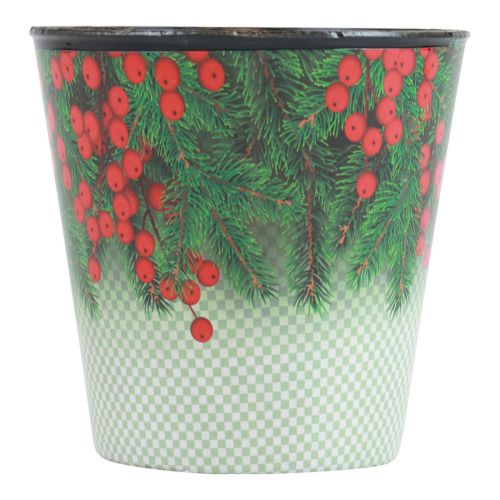 Floristik24 Pot de fleurs jardinière de Noël seau Ilex Ø15,5cm H13cm