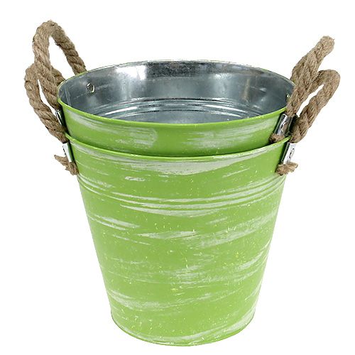 Floristik24 Seau à ressort vert Ø25cm H24cm 2pcs