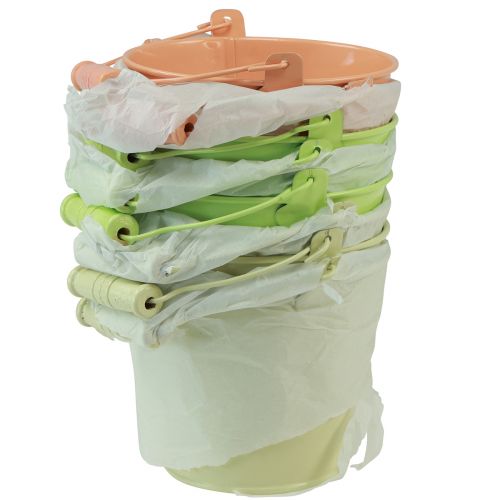 Article Seau avec anse pot d&#39;onagre métal pastel 11,5×8,5cm 8 pcs