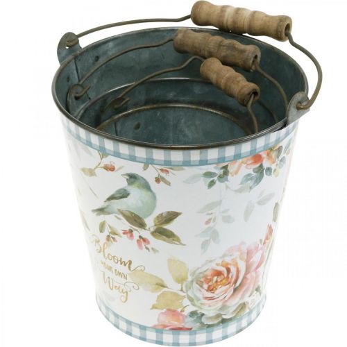 Floristik24 Seau métal look vintage, décoration printanière, seau végétal, décoration métal H15 / 11 / 9.5cm lot de 3