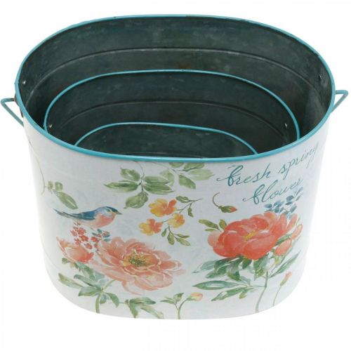 Article Seau à plantes ovale vintage printemps décoration jardinière en métal 26/22 / 17cm lot de 3