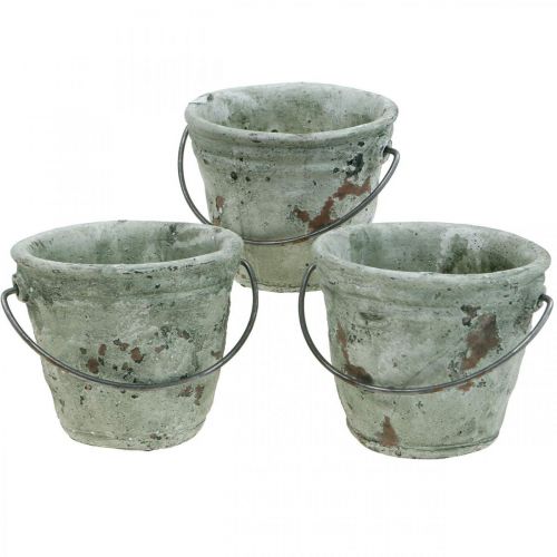 Floristik24 Seau à planter, vase en céramique, décoration de seau, optique antique Ø11,5cm H10,5cm 3pcs