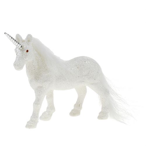 Floristik24 Licorne 12,5cm blanche avec paillettes 4 pcs