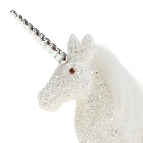 Article Licorne 12,5cm blanche avec paillettes 4pcs